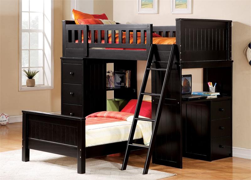 Black Loft Bed with Desk