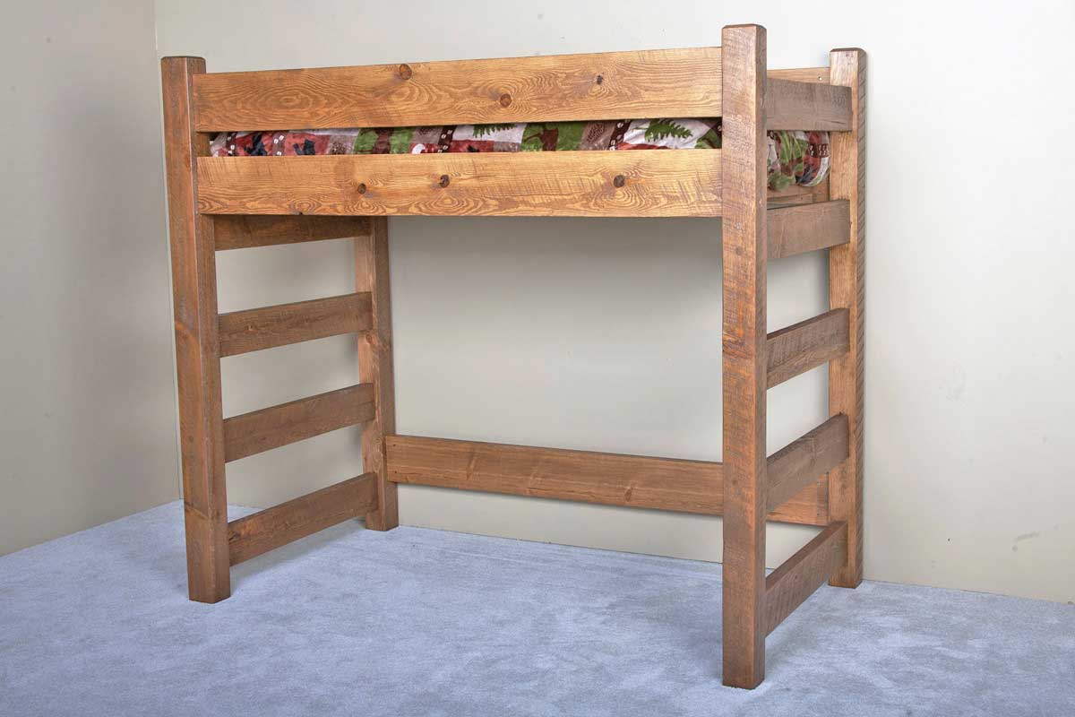 Solid Wood Loft Bed - Rustic Finish for Timeless Elegance