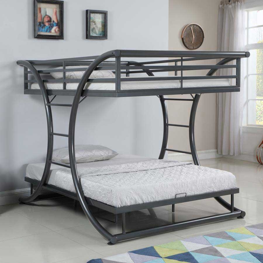 Sleek Full Over Full Metal Bunk Bed - Ideal for Adult Spaces