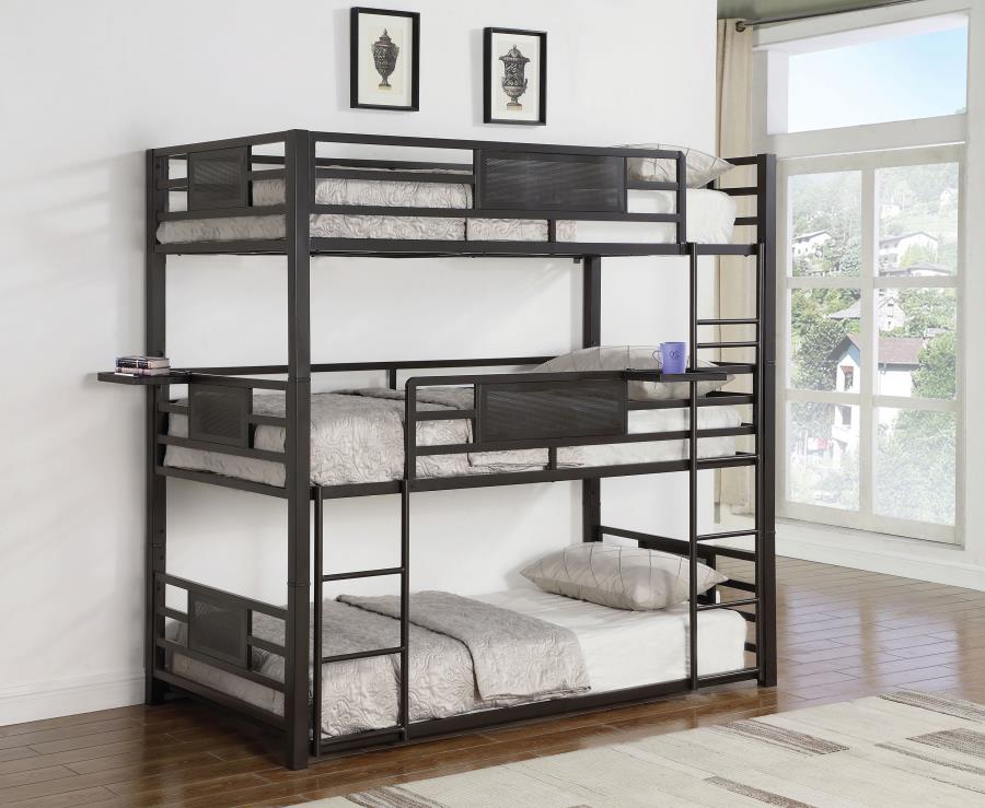 Triple Bunk Bed with Shelves