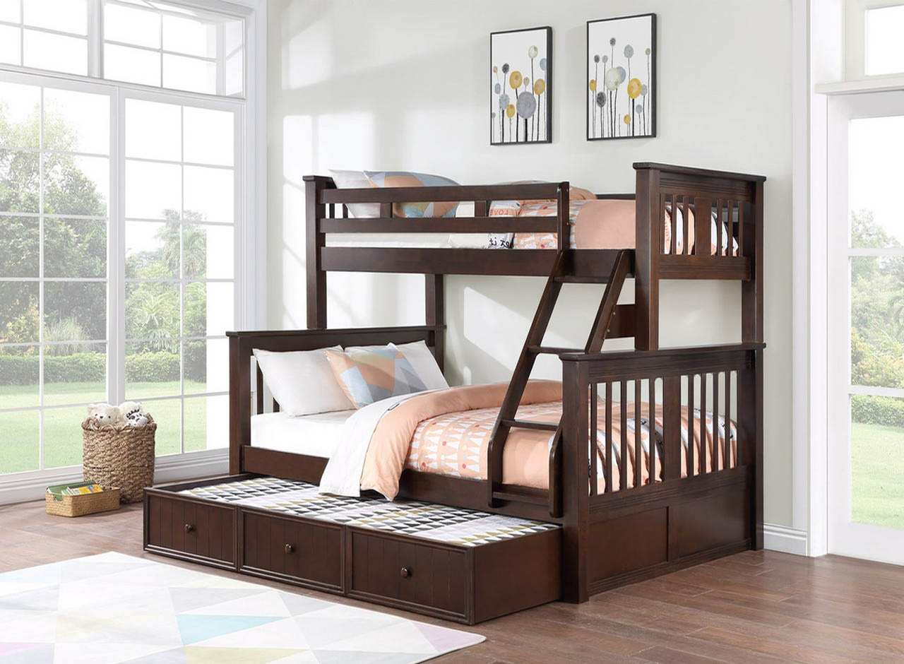 Twin XL over Queen Bunk Bed with Removable Ladder