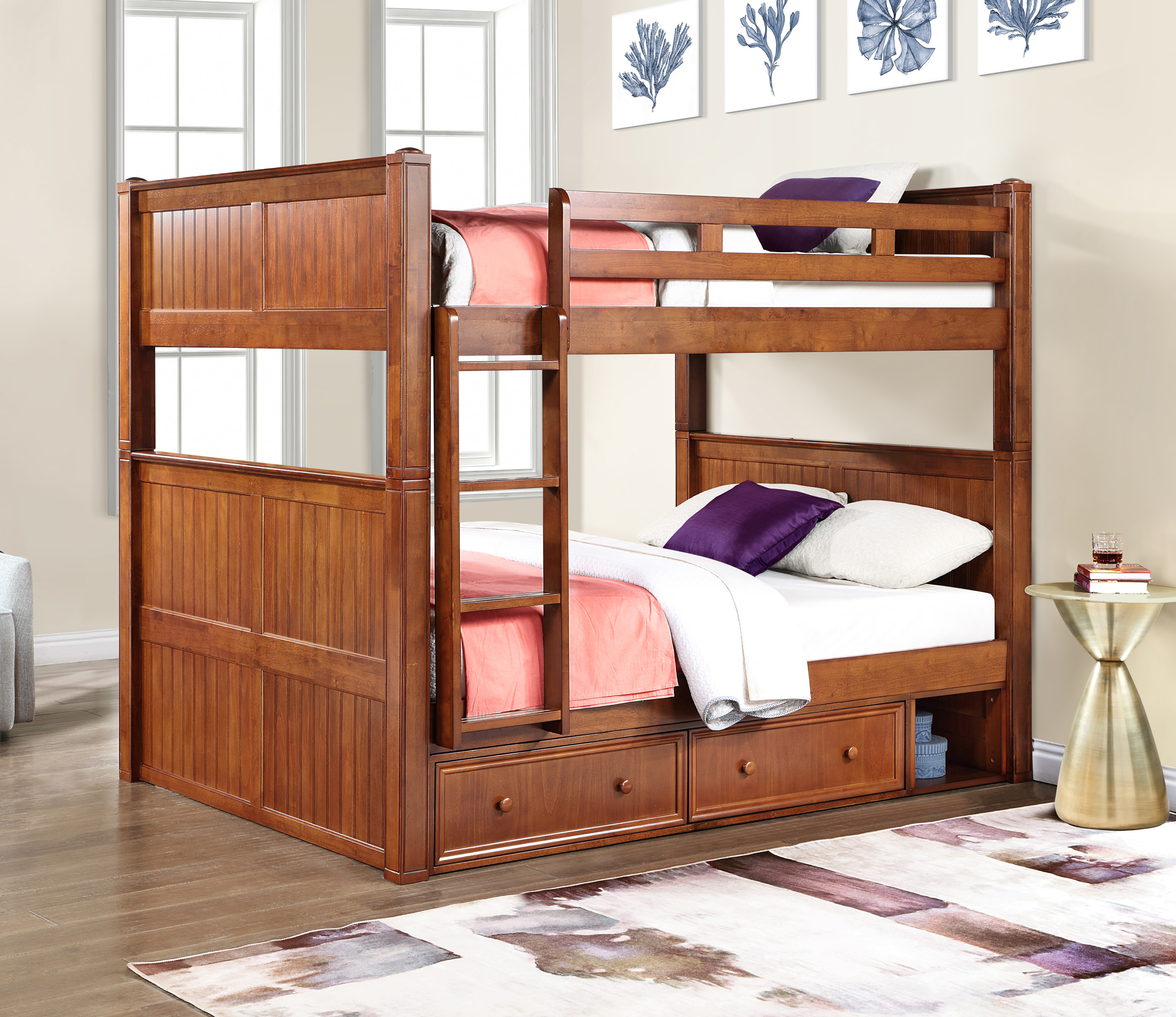 Queen Bunk Bed with Vertical Ladder