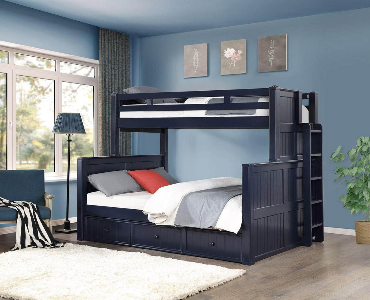 Twin XL over Queen Bunk bed with Side Ladder