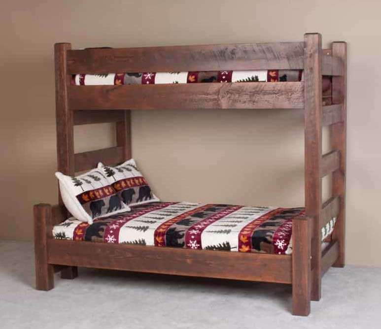 Twin-over-Full Log Bunk Bed for Compact Bedrooms