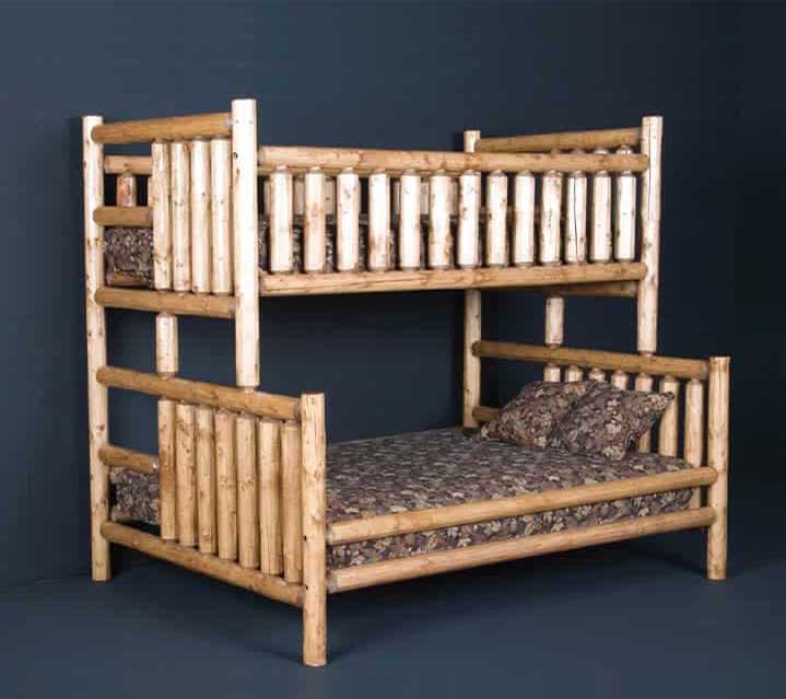 Log Twin XL over Queen Bunk Bed